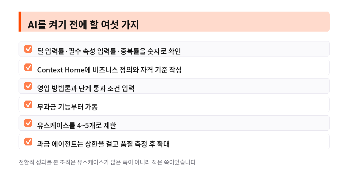 AI를 켜기 전에 할 여섯 가지