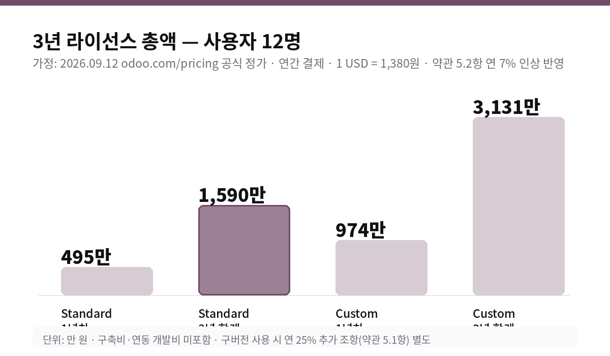 3년 라이선스 총액 — 사용자 12명