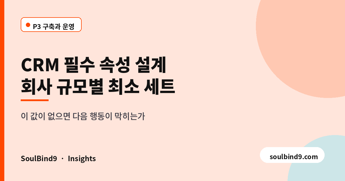 CRM 필수 속성 설계,회사 규모별 최소 세트